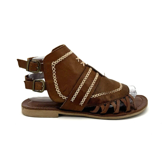 Sundance Brown Woven Leather Embroidered Sandals EU 38 US Size 7.5 Made In Italy - Picture 1 of 9